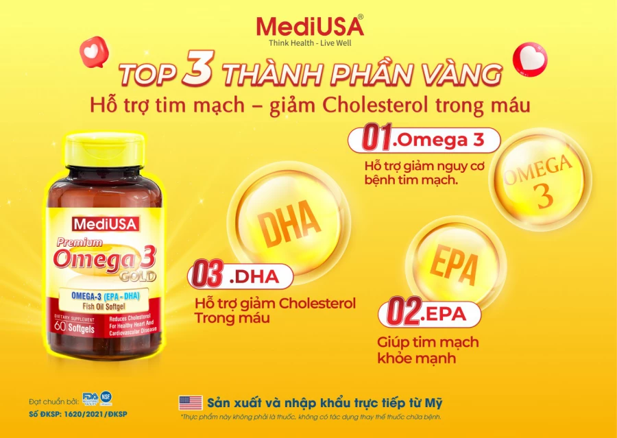 Top 3 thành phần vàng Hỗ trợ tim mạch – giảm Cholesterol trong máu